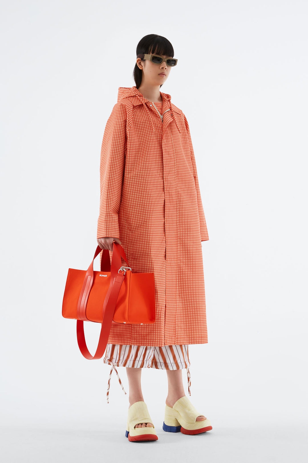 RED CHECK LONG EASY JACKET - 2