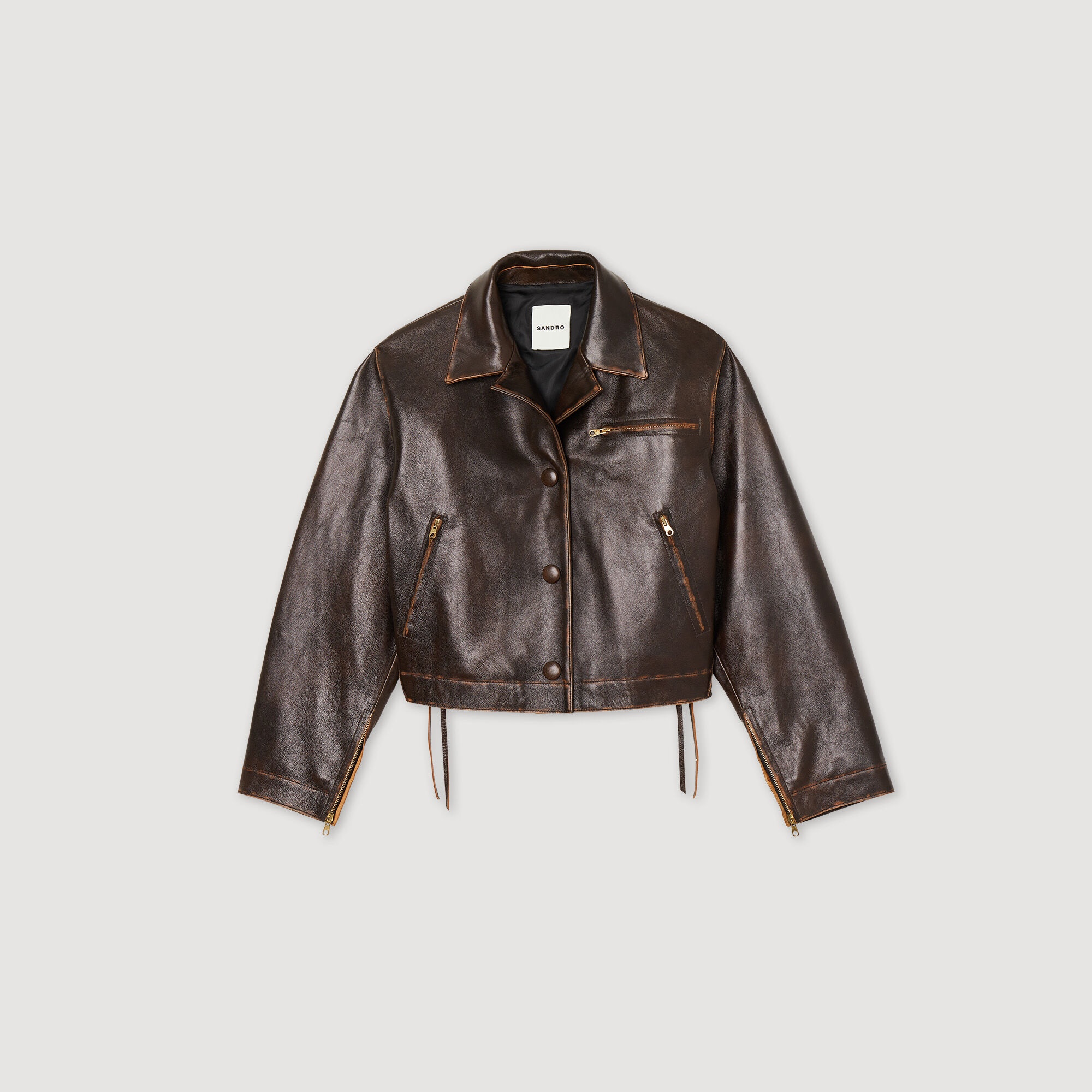 DISTRESSED LEATHER JACKET - 1