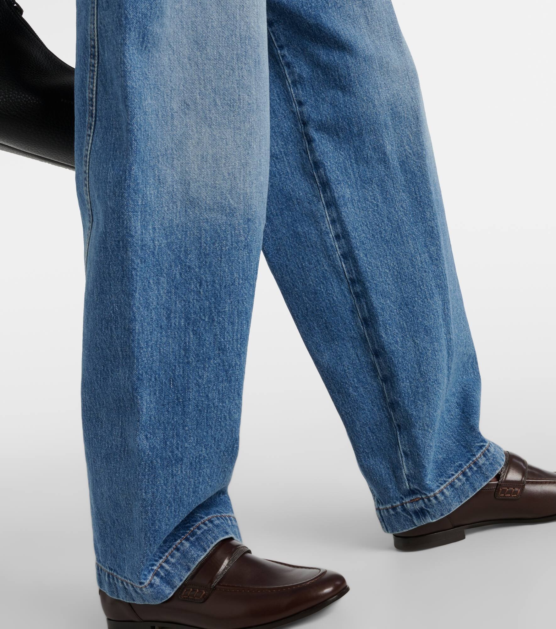 Pleated high-rise wide-leg jeans - 5