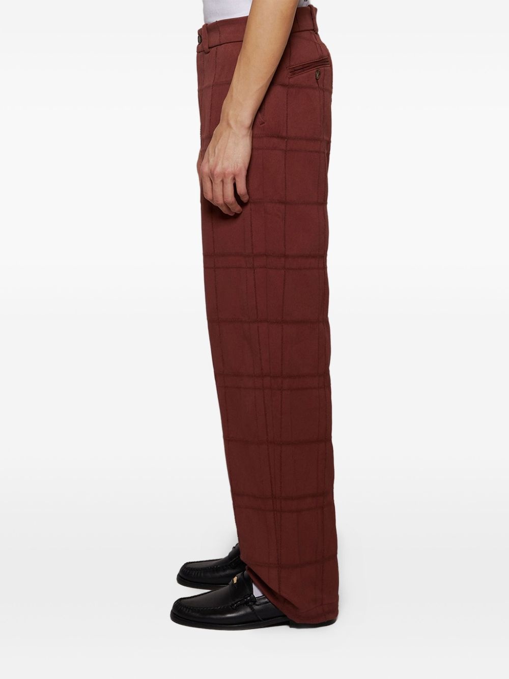 checked cotton trousers - 4