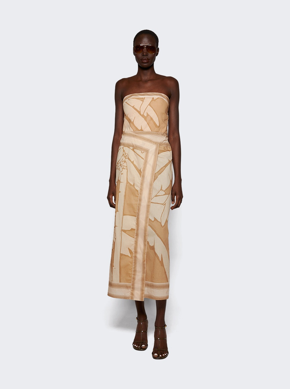 Palms Pontoon Afternoon Ankle Dress Salty Palms Sand And Ecru - 5