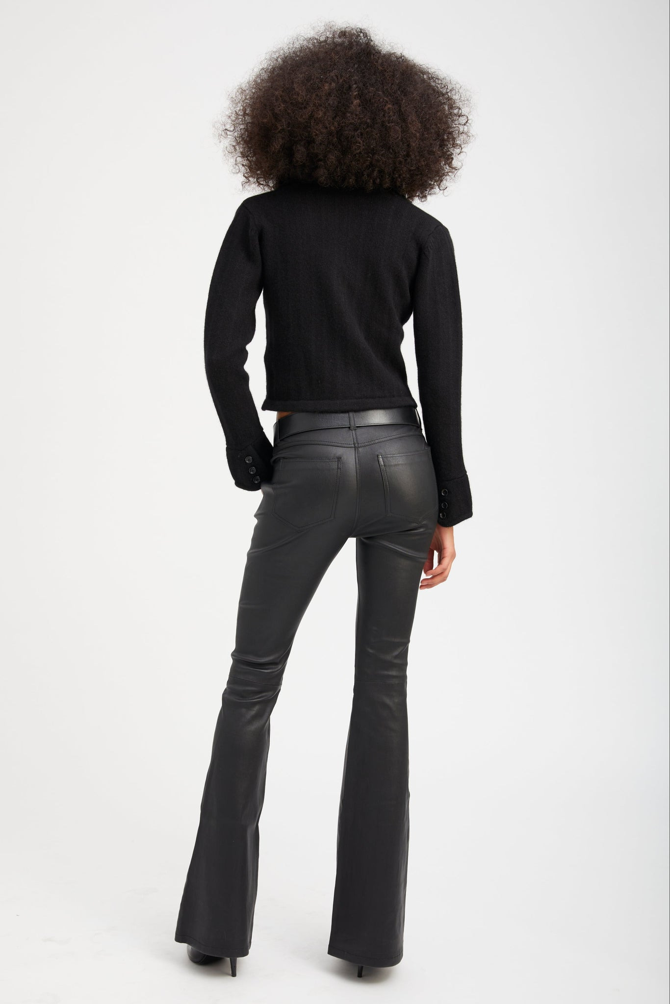 BLACK CASHMERE COLLARED CARDIGAN - 4