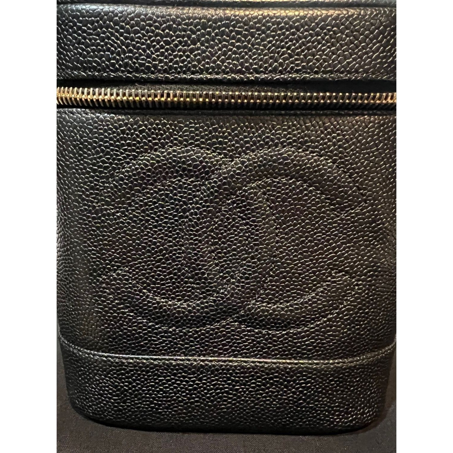 Chanel Vanity Cosmetic Case Black Caviar Leather Bag - 18