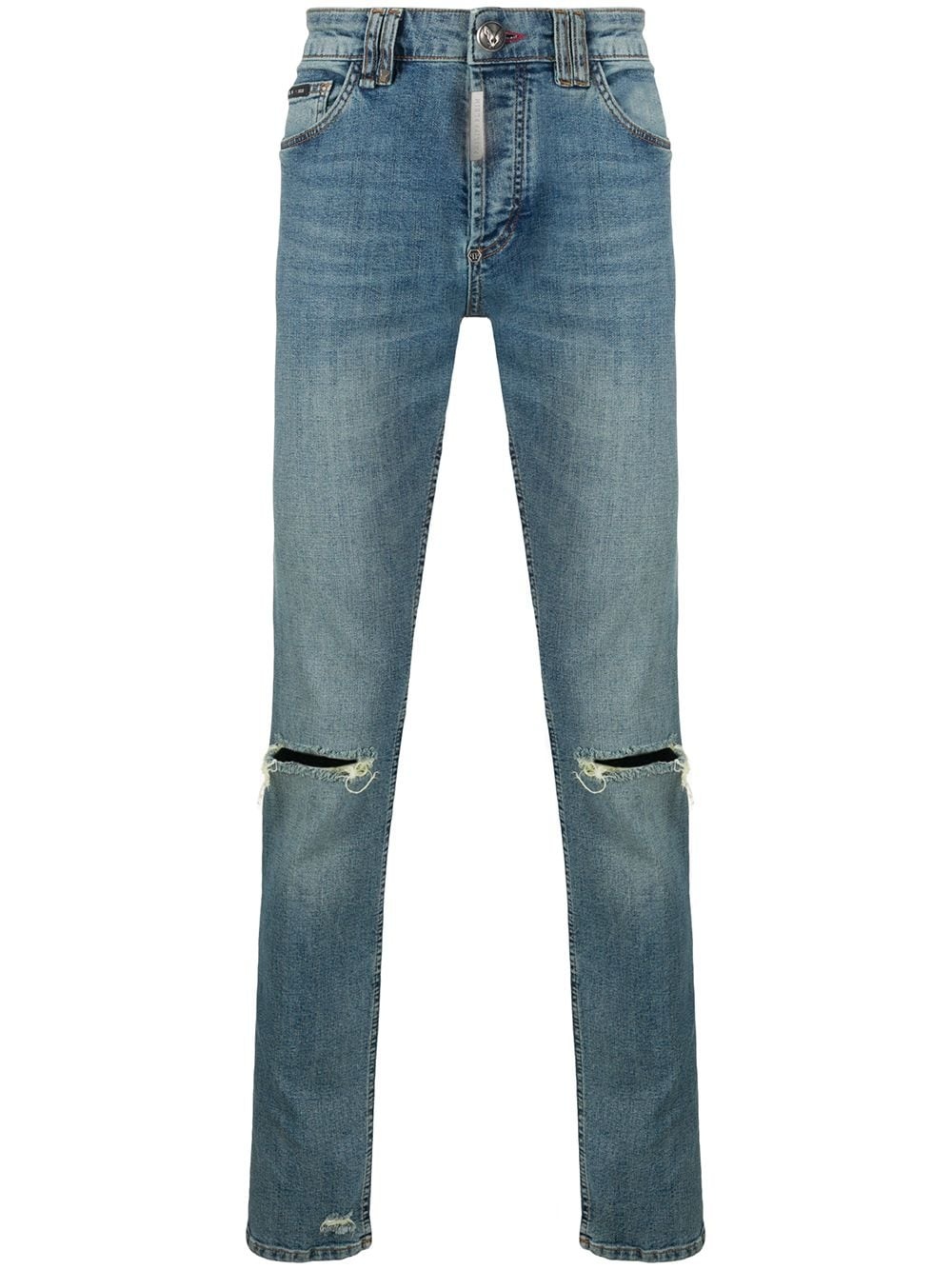 distressed straight jeans - 1