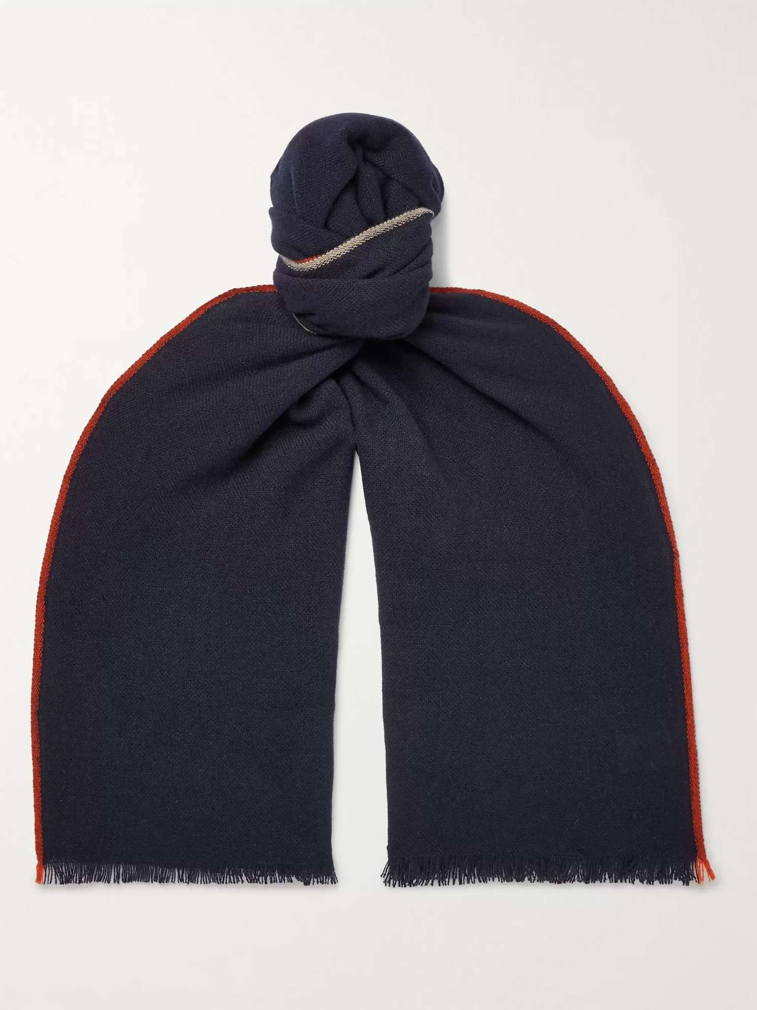 Fringed Contrast-Tipped Cashmere Scarf - 4