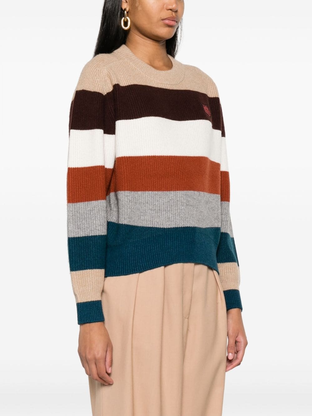 Maison Kitsuné fox-patch striped jumper | REVERSIBLE