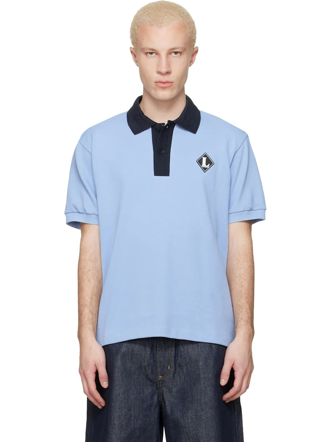 Blue 'French Made' Classic Fit Badge Polo - 1
