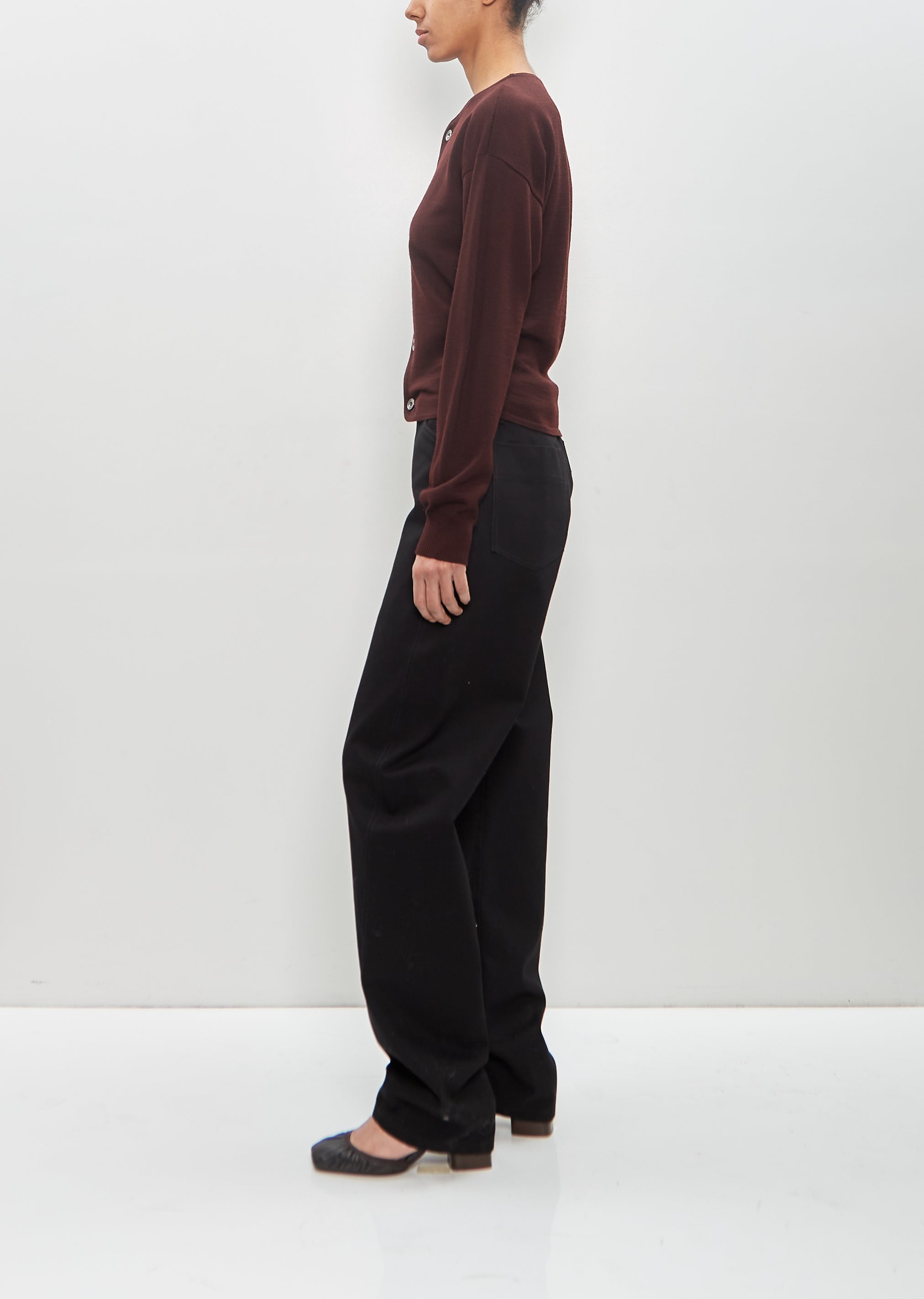 Cotton Five Pocket Twisted Pants — Black - 2