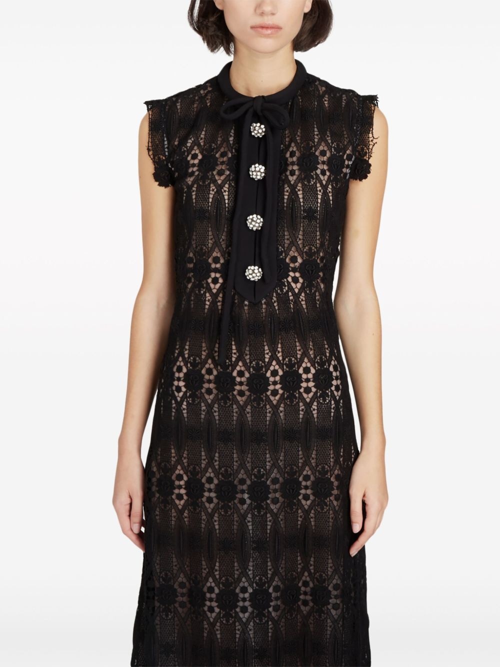 long embroidered macramé dress - 5