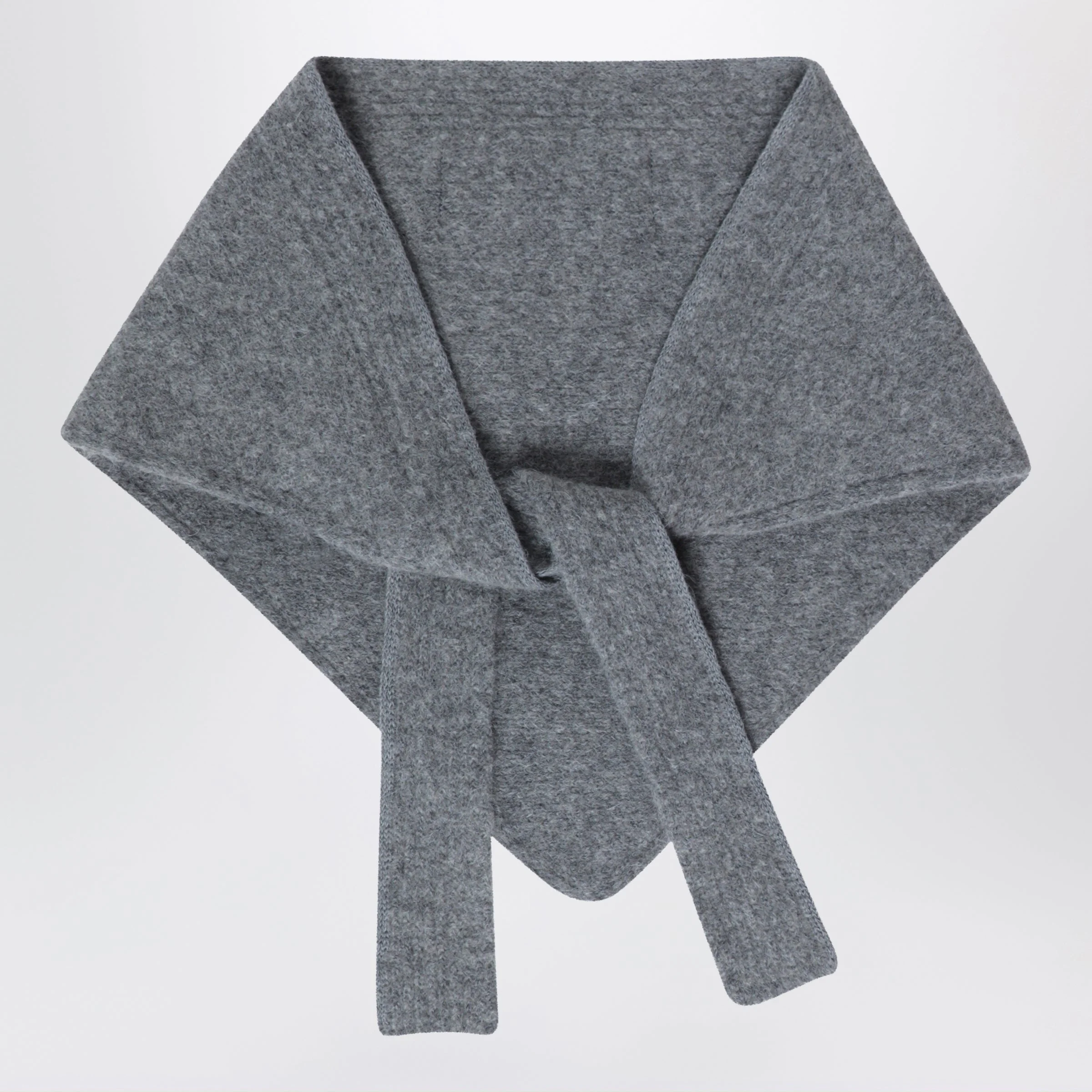 Dark grey Gros Grain scarf in alpaca blend - 1