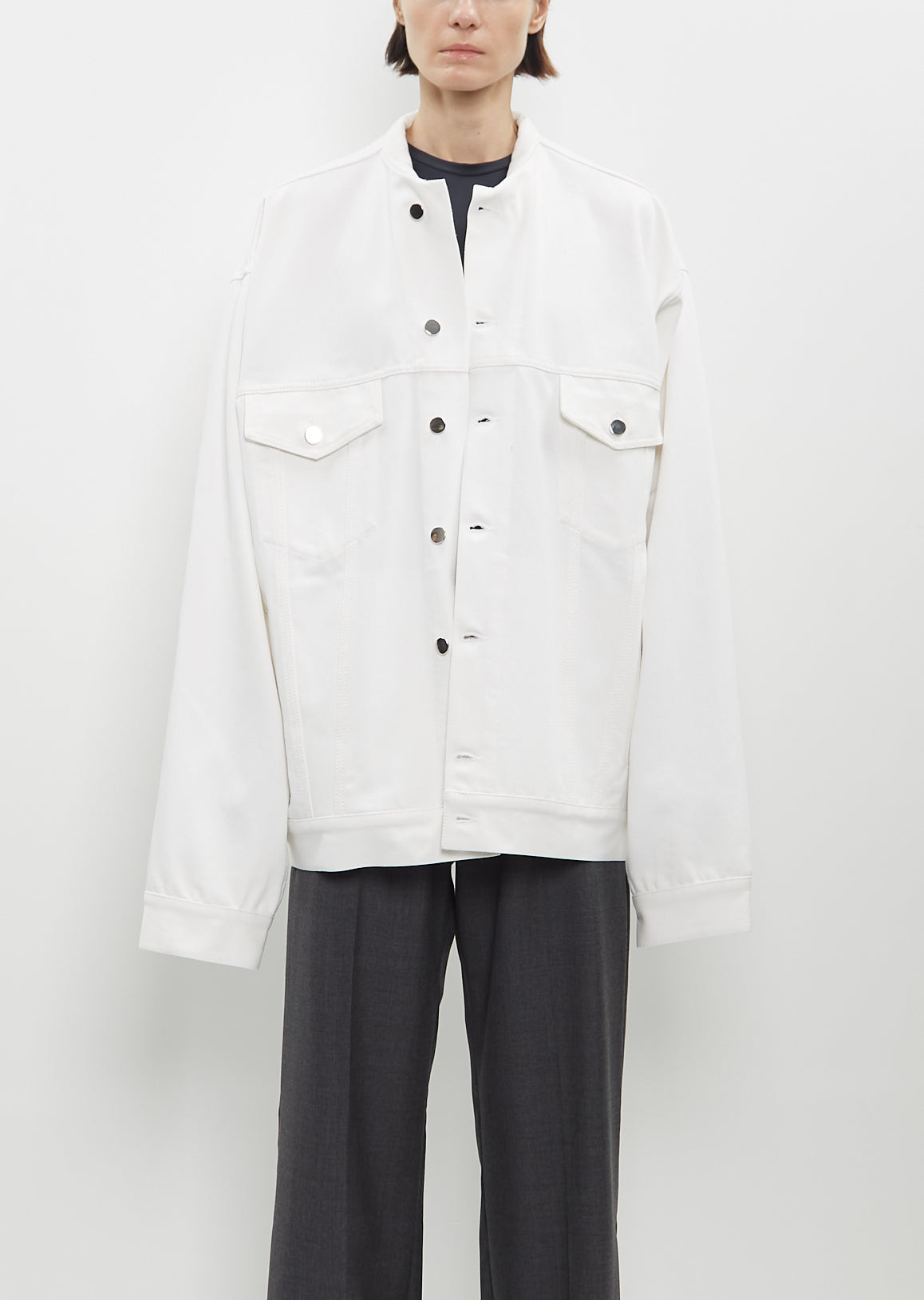 Denim Jacket with Inserted Collar - 1