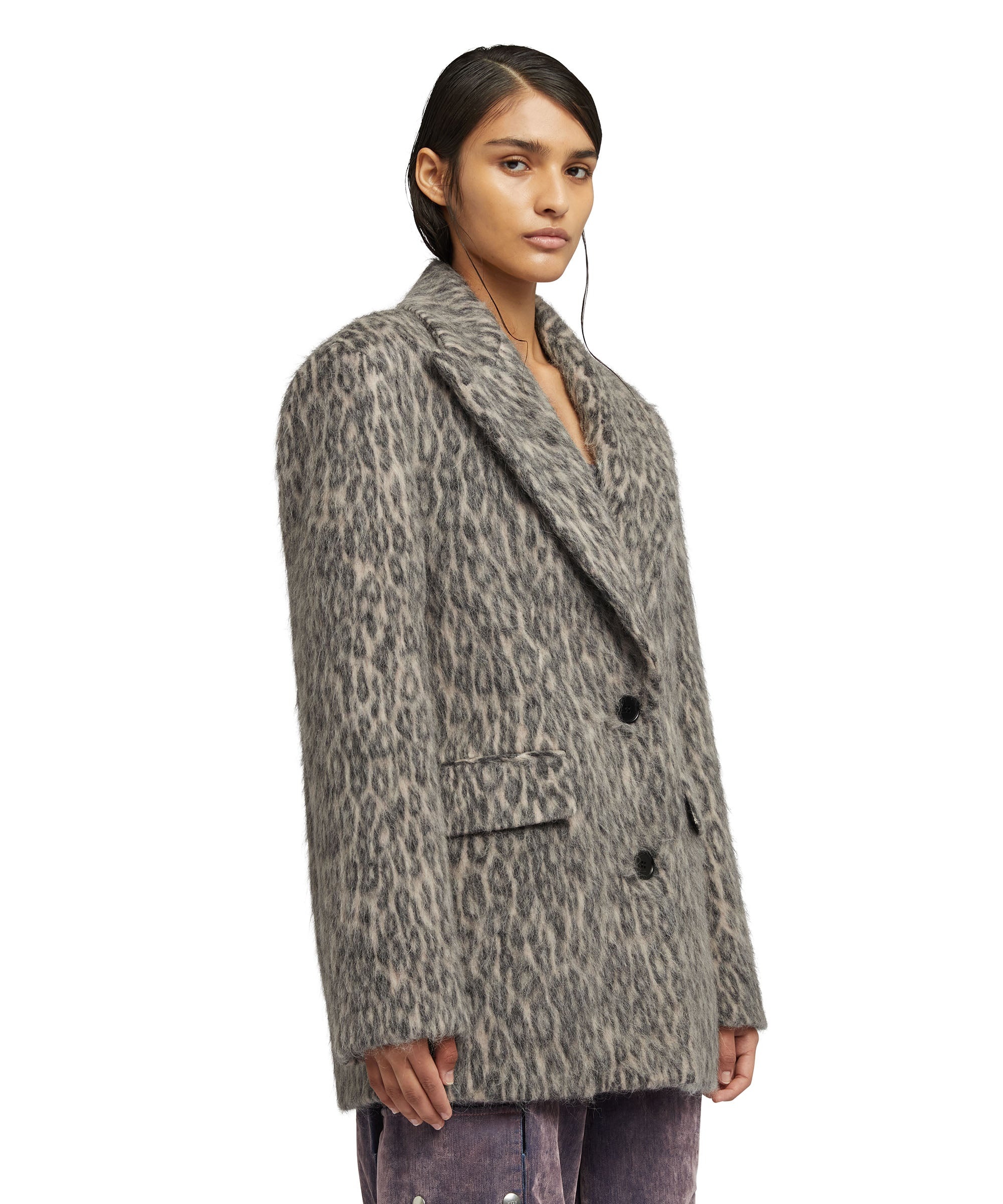 Wool short coat with "Cheetah Jacquard" motif - 4
