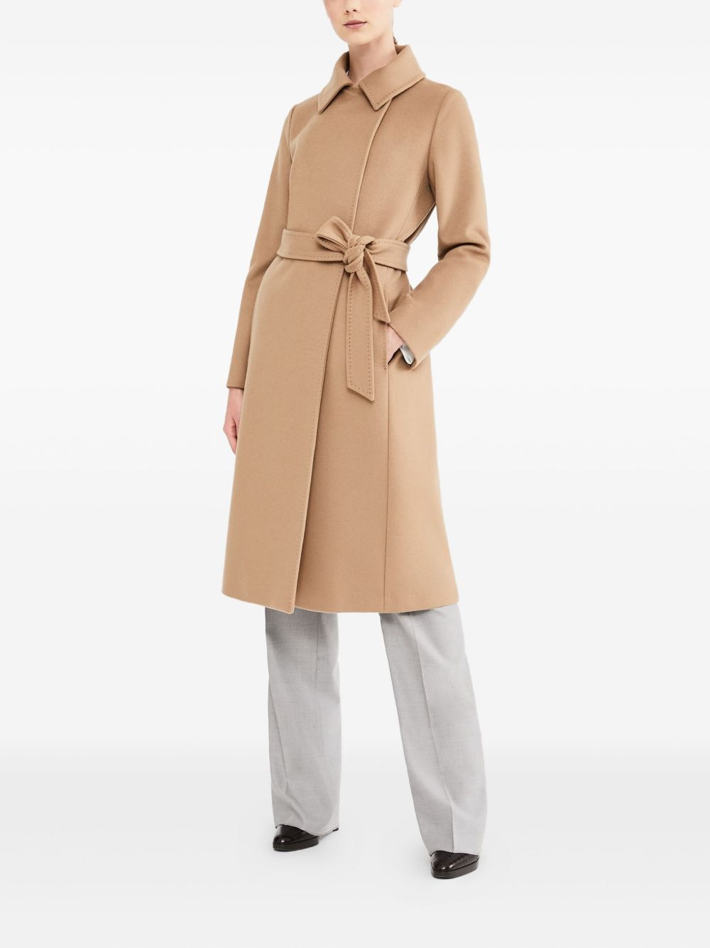 belted wool coat - 3
