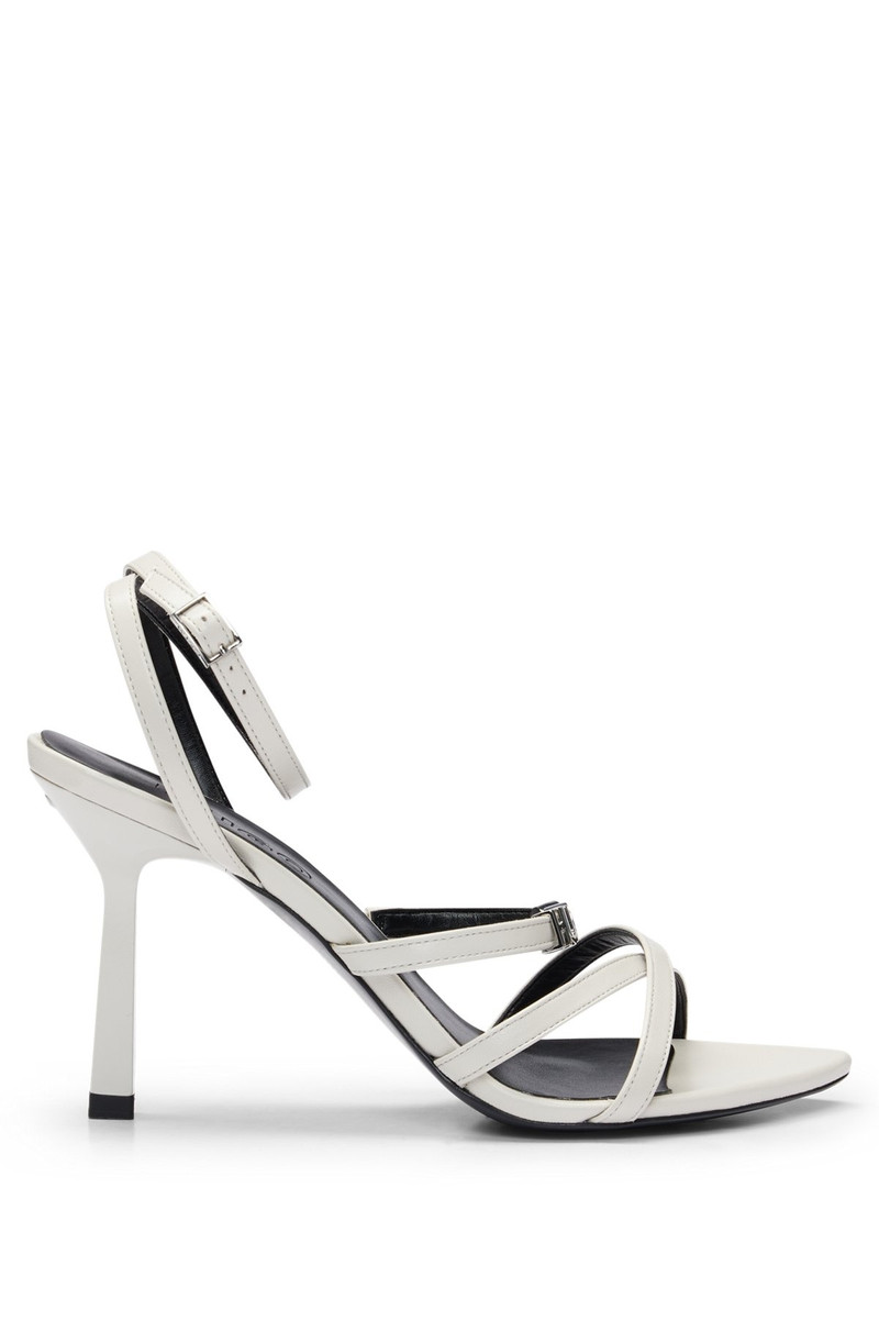 NAPPA-LEATHER STRAPPY SANDALS WITH LOGO TRIM 1