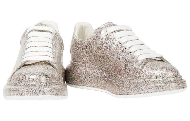 (WMNS) Alexander McQueen Oversized Sneaker Glitter 'Silver' 586389WHWI08100 - 2