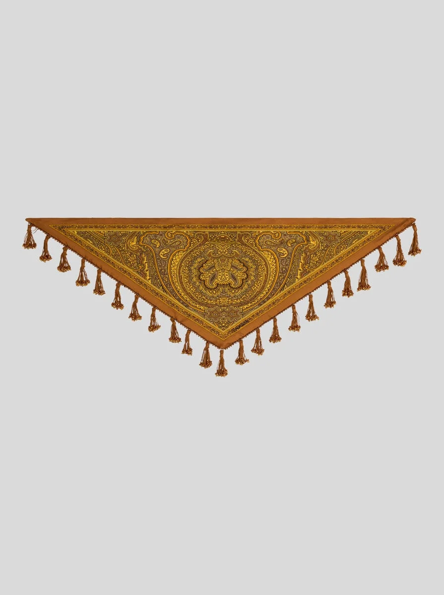 SILK BANDANA WITH JEWEL FRINGING AND SYMMETRICAL MOTIF - 1