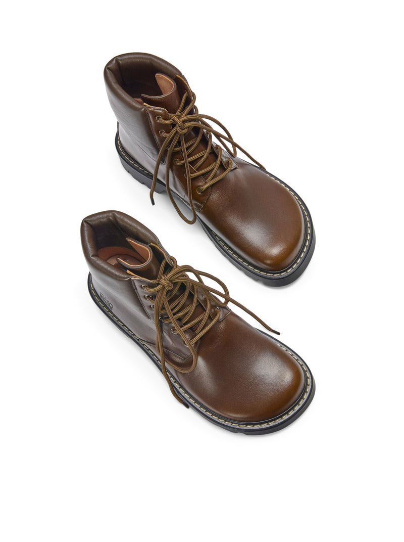 Loewe Men Sierrain Military Ankle Boots Vegetable Tanned Calfskin - 3