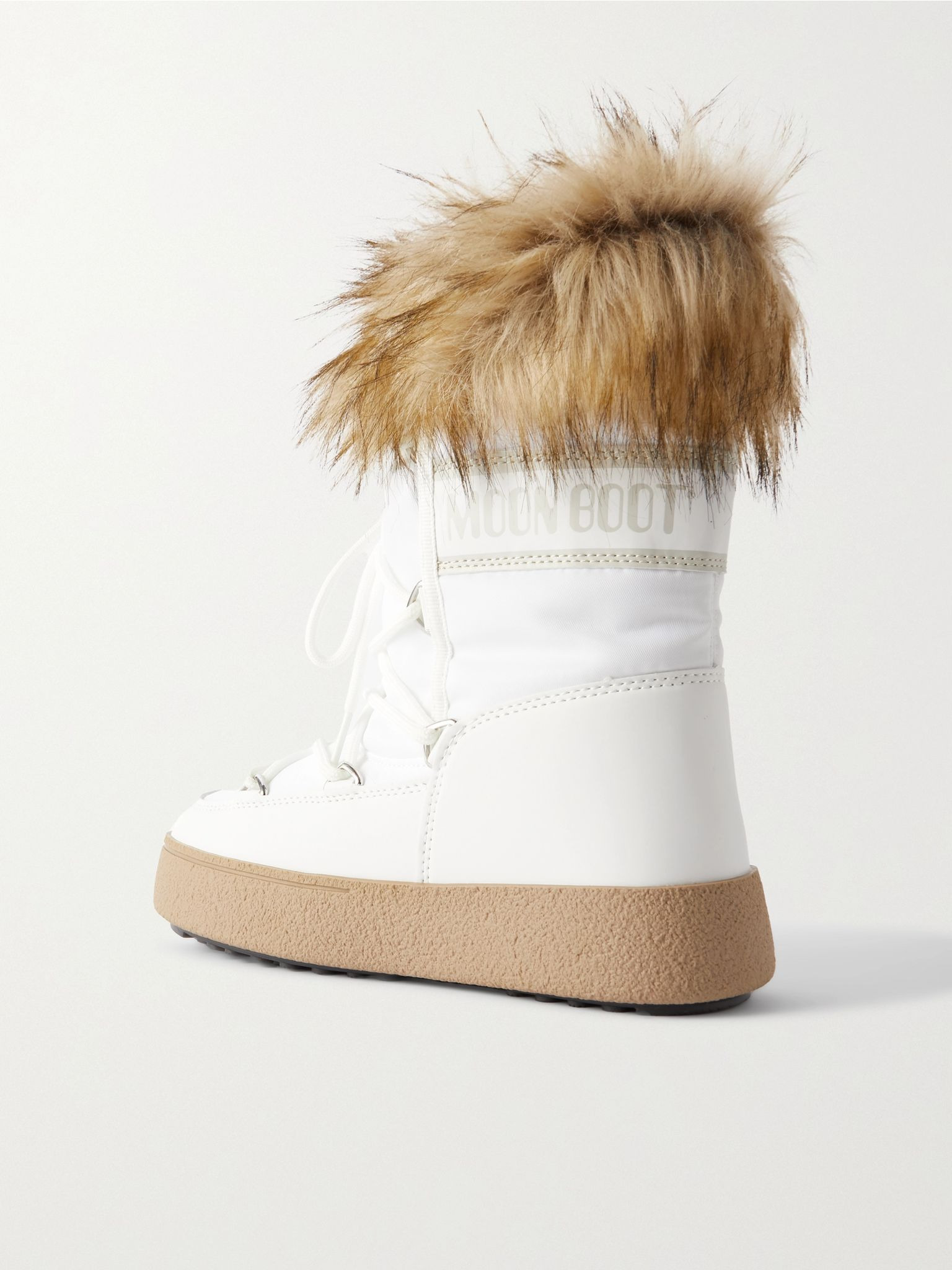 LTrack Monaco faux fur-trimmed shell and faux leather snow boots White - 3