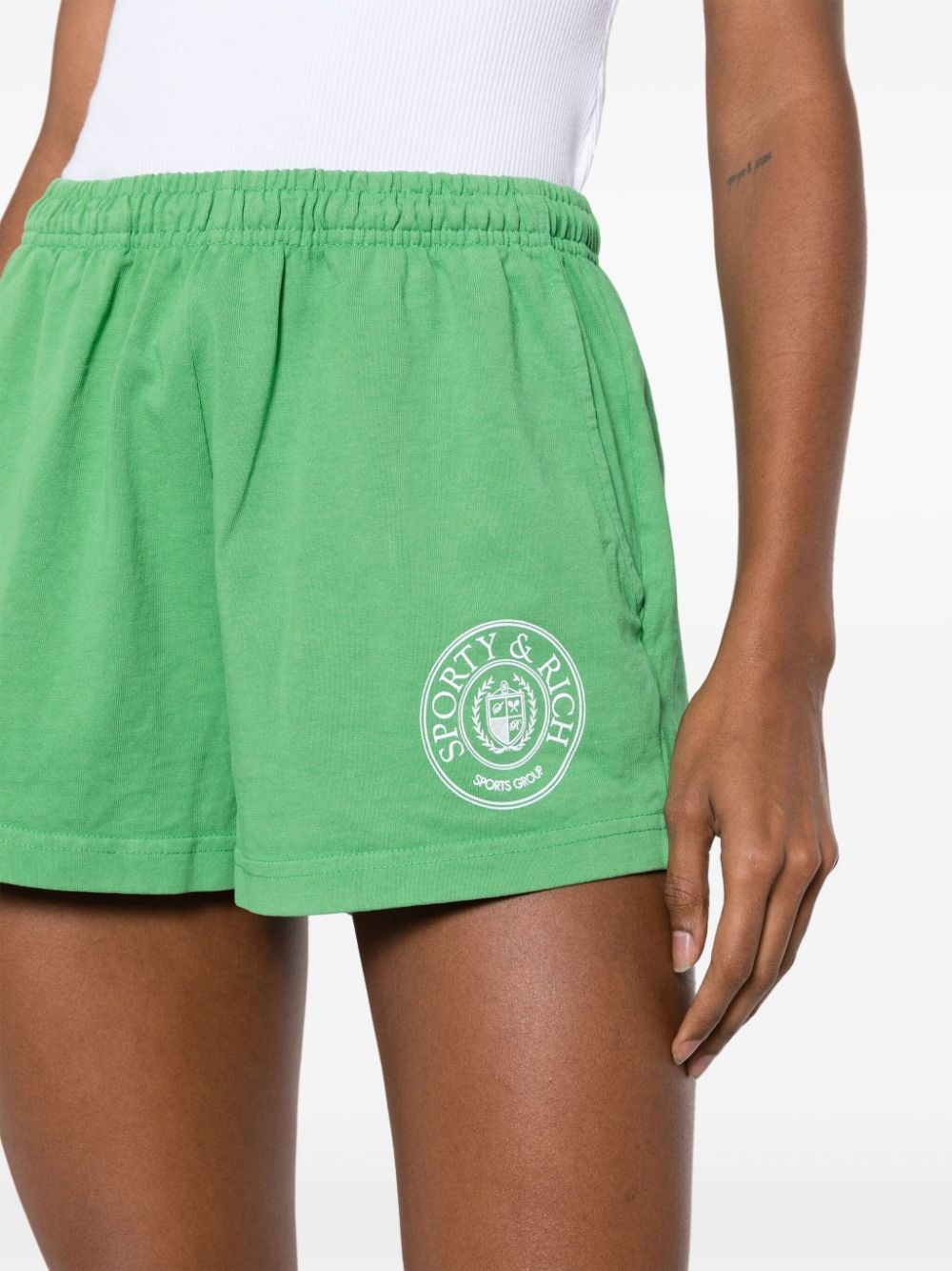 logo-embroidered cotton track shorts - 5