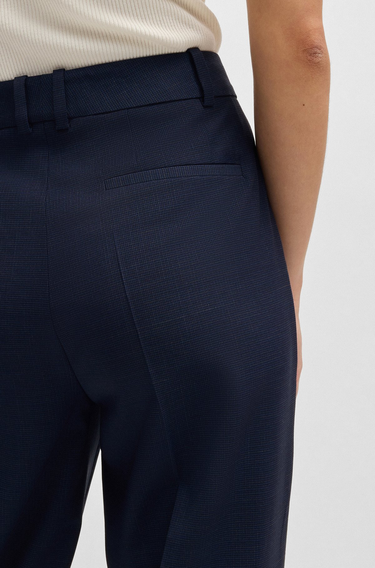 REGULAR-FIT TROUSERS IN MICRO-CHECK VIRGIN WOOL - 5