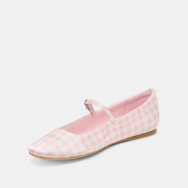 REYES X BYRDIE GOLF BALLET FLATS PINK PLAID GINGHAM 7