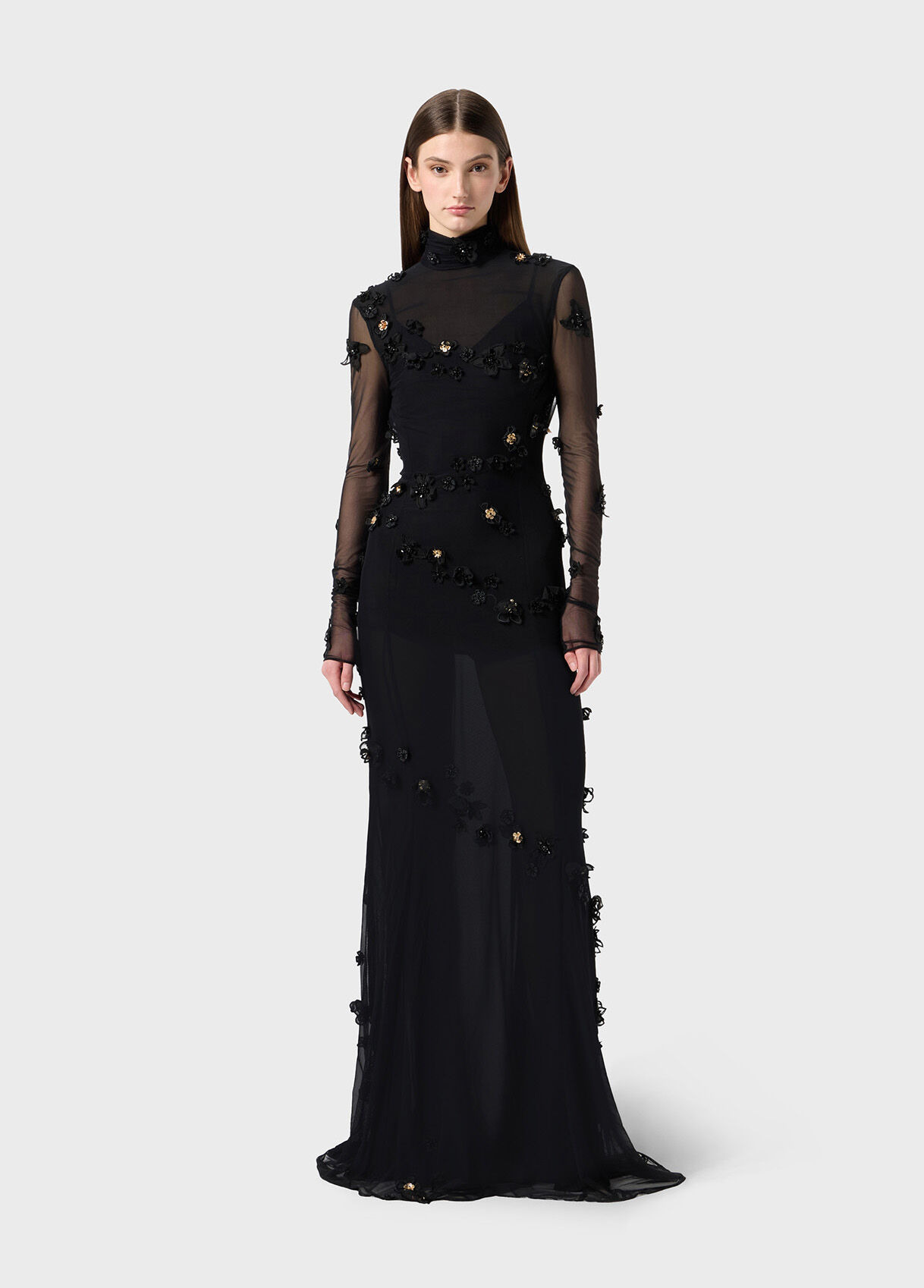 LONG TULLE DRESS WITH EMBROIDERY - 5