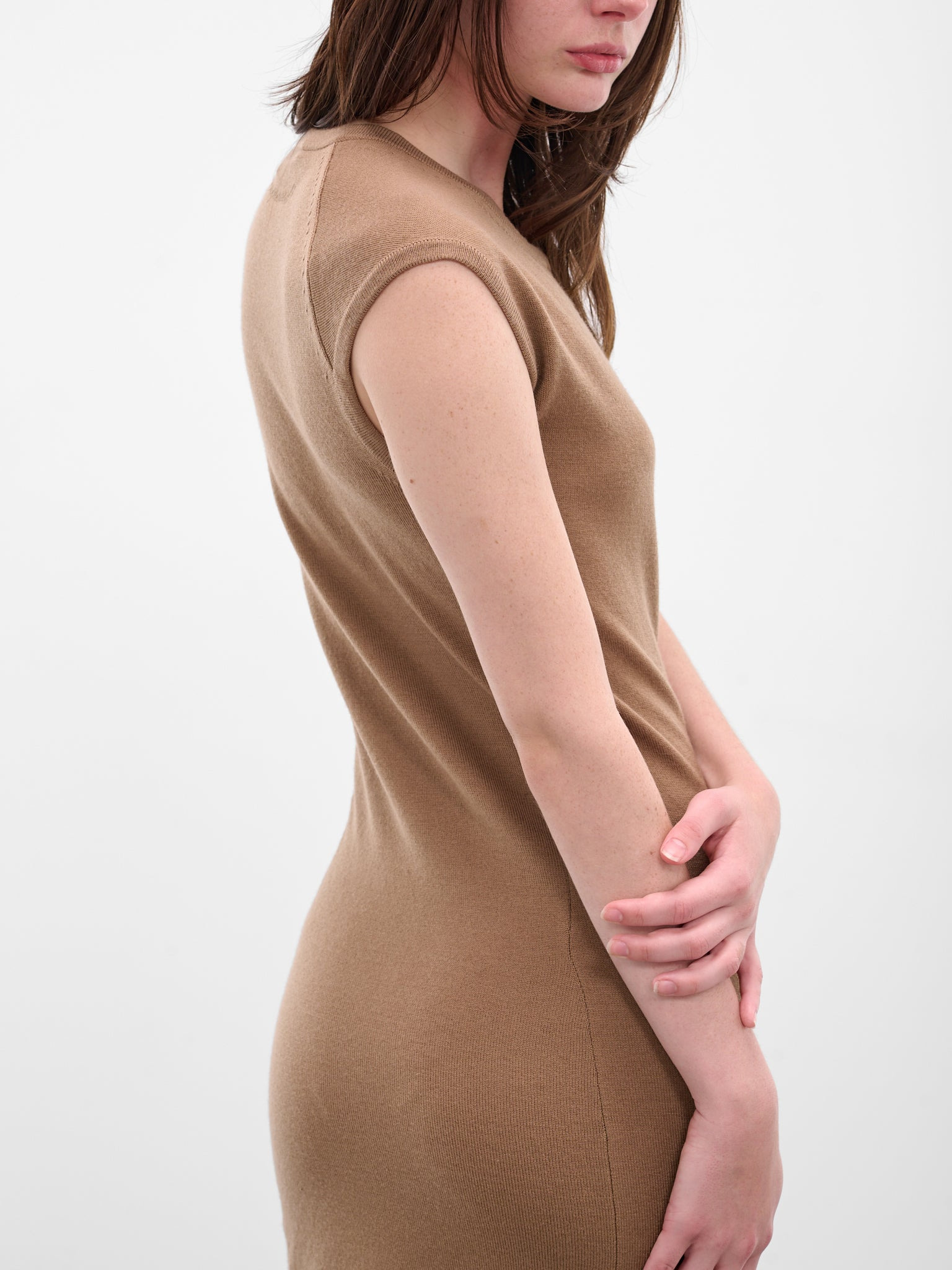 Brown Seamless Wool Mini Dress - 4