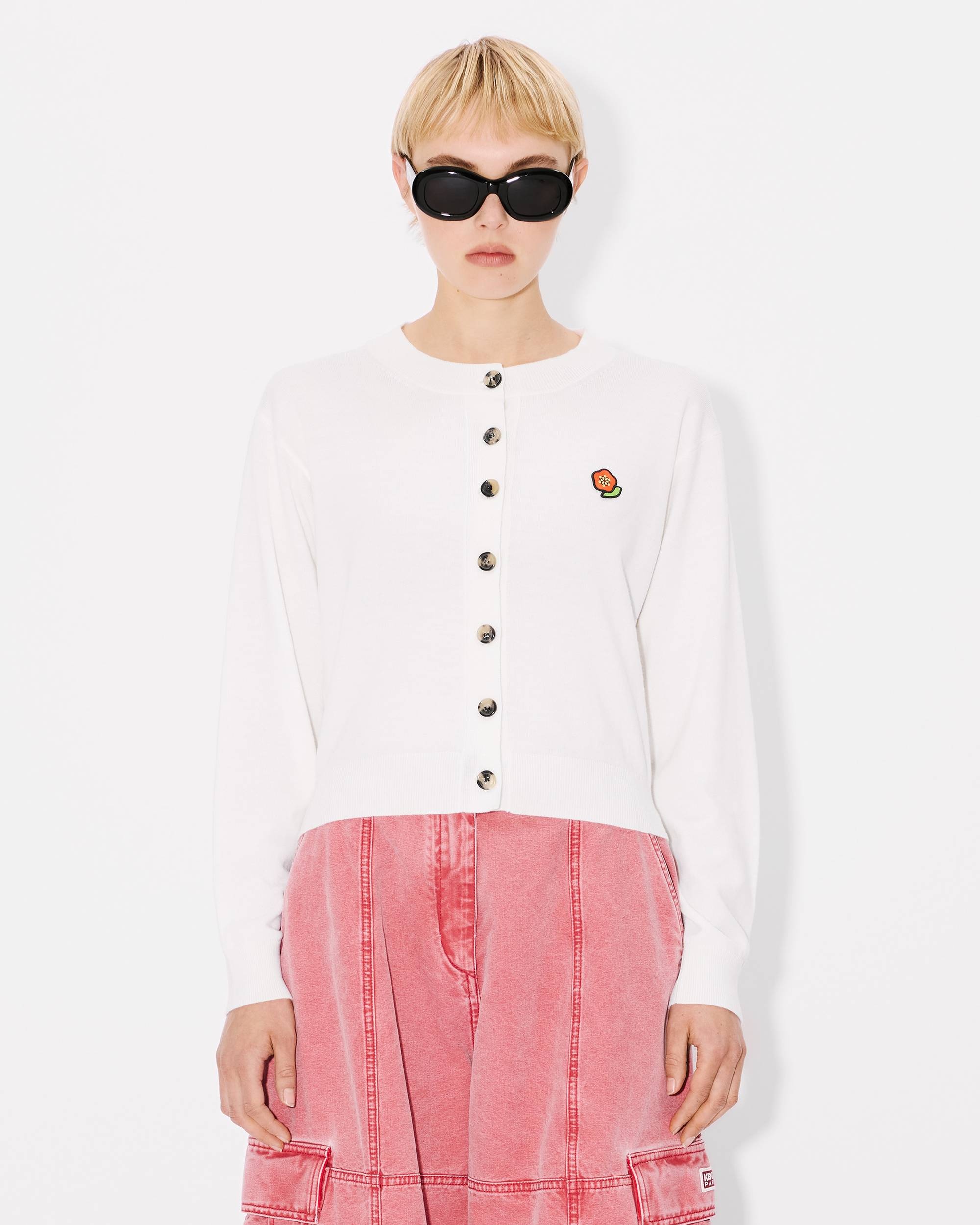 'KENZO Pop' embroidered crewneck cardigan in merino wool - 3