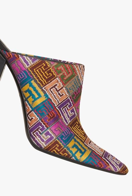 Multicolor needlepoint Ulla mules with Balmain monogram - 5