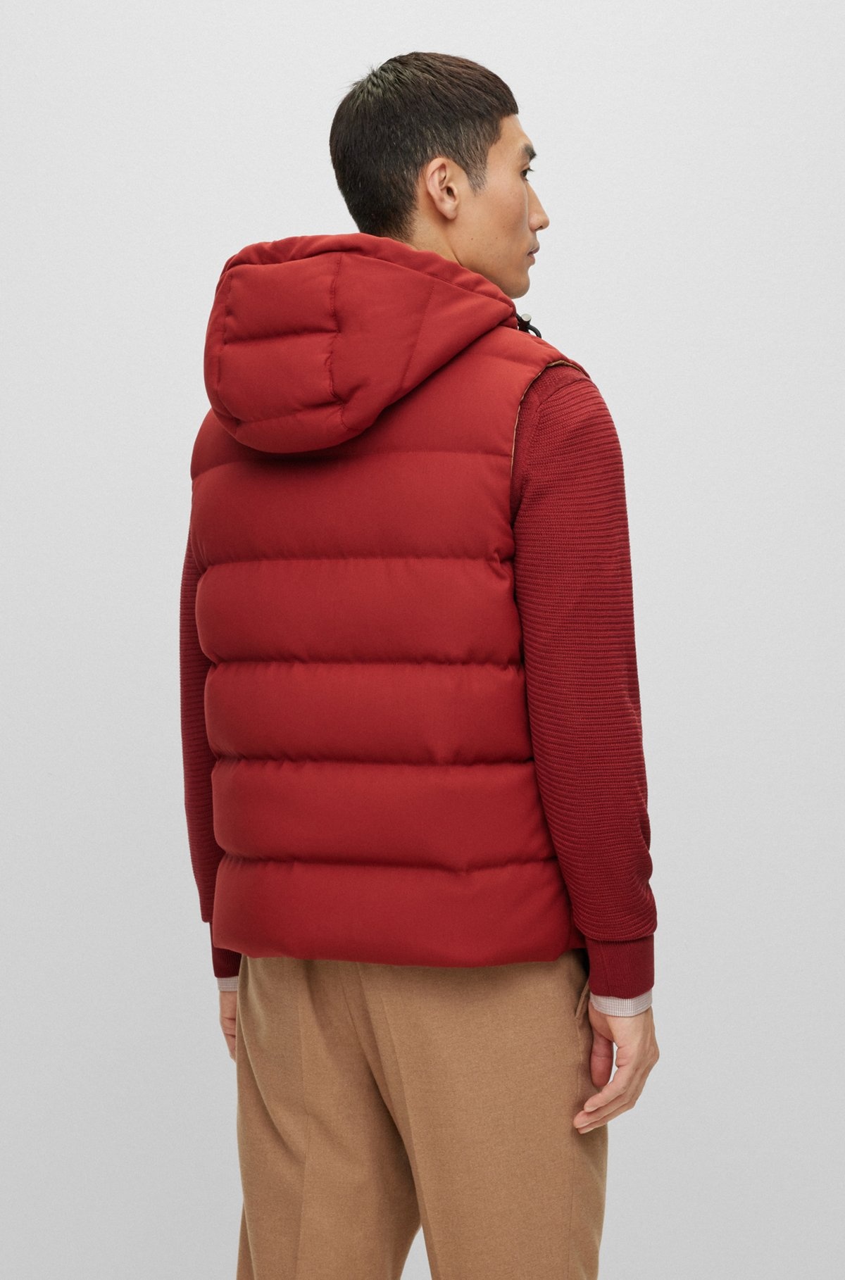 WOOL-BLEND HOODED GILET WITH DOWN FILLING - 4