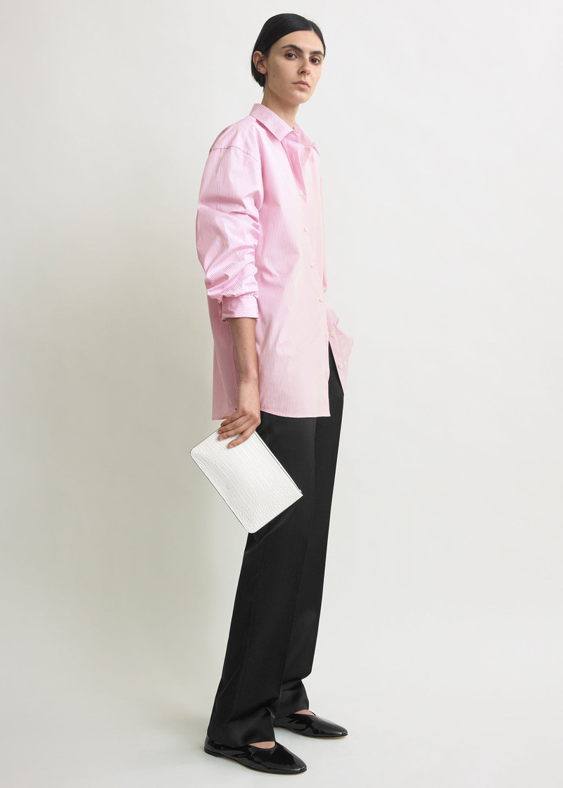 TOTEME Threefold croco-embossed clutch off-white outlook