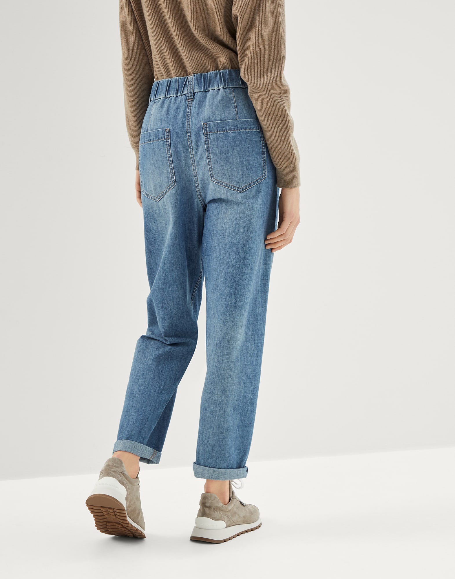 Lightweight denim baggy trousers with shiny tab - 2