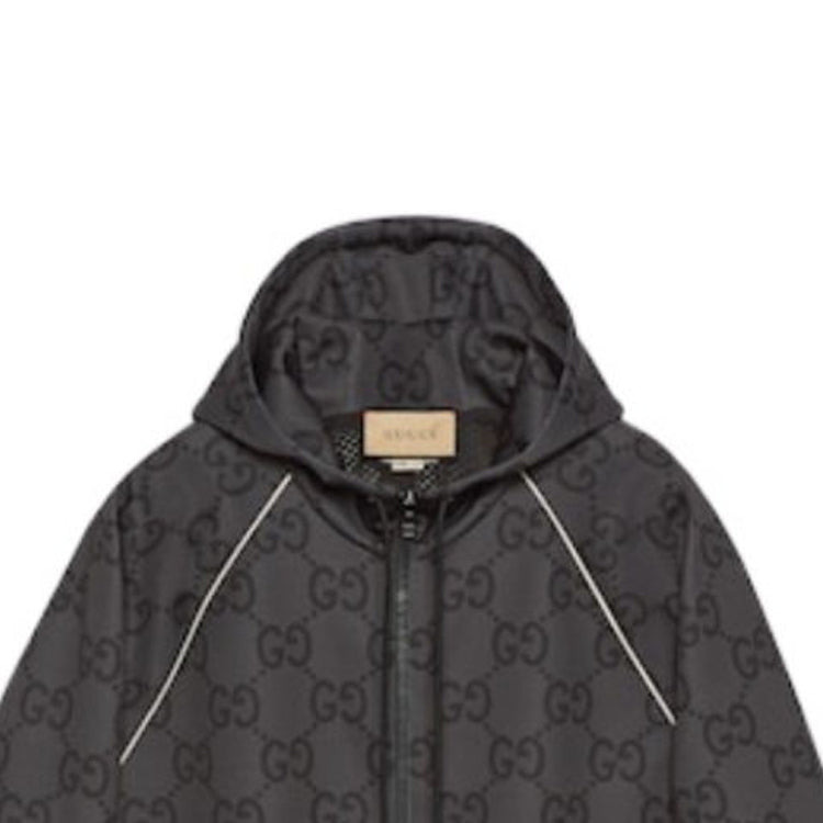 Gucci Jumbo GG Zip Jacket With Web 'Grey Dark Grey' 771619-XJF52-1155 - 2