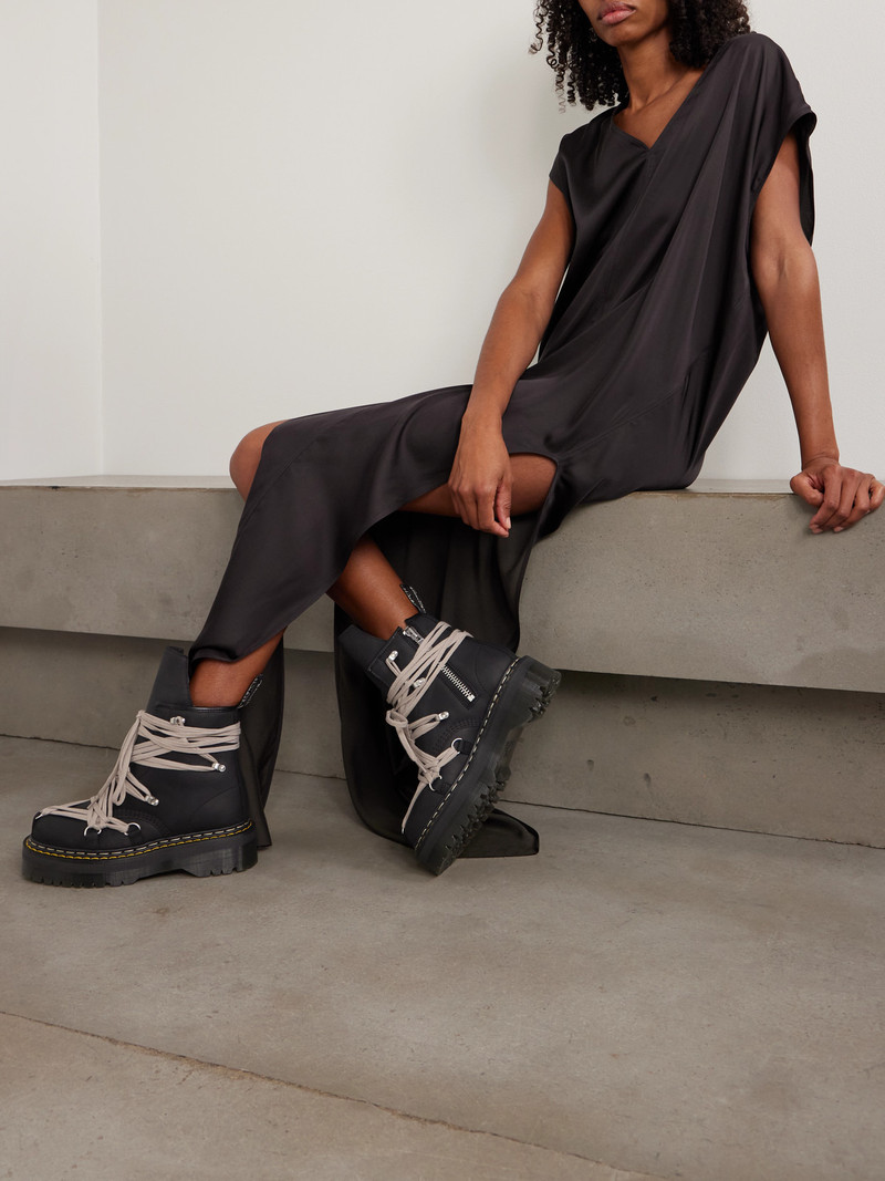 Rick Owens + Dr. Martens 1460 Quad Sole Megalace Leather Ankle Boots outlook