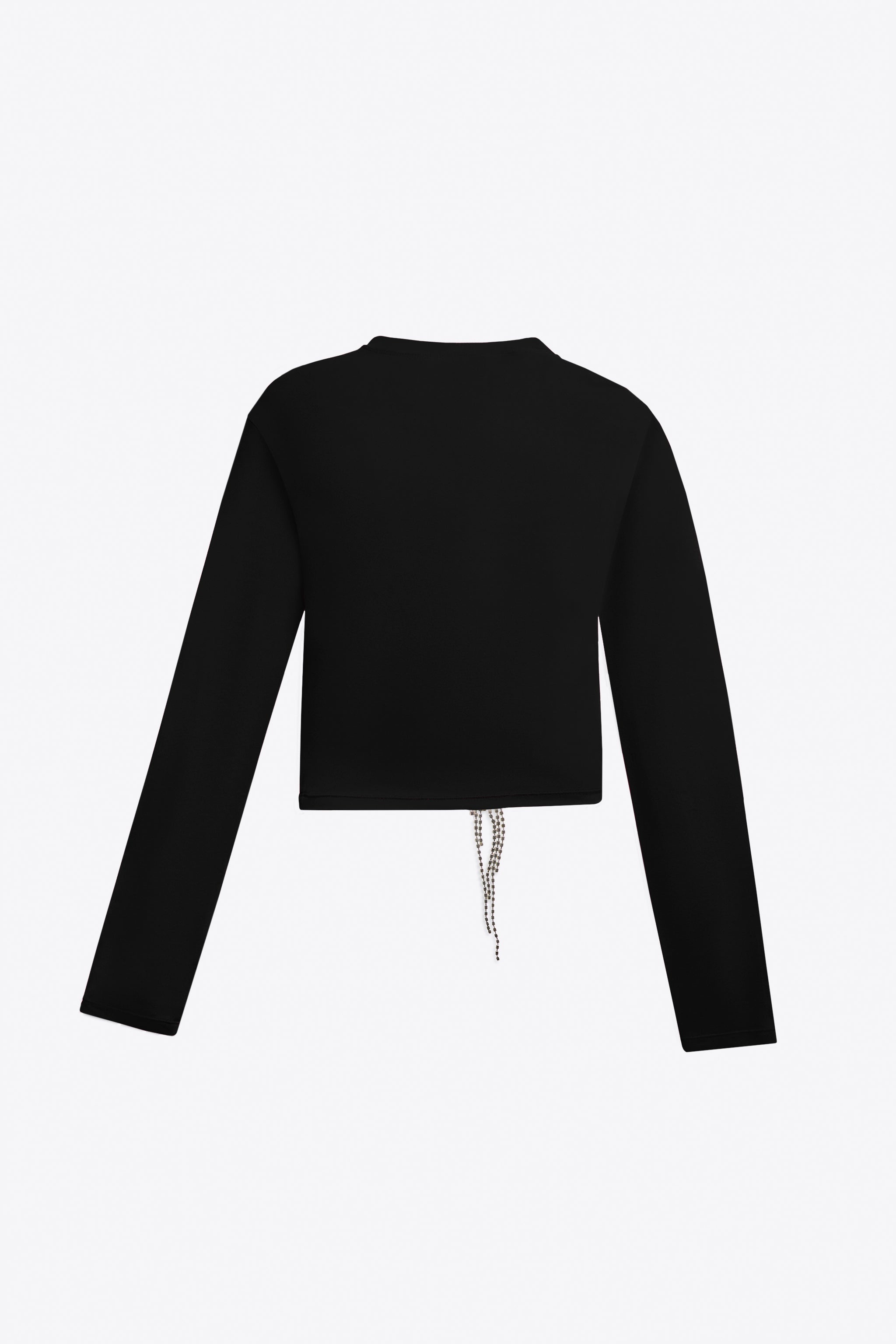 CRYSTAL FLOWER DRAPED LONG SLEEVE TOP - 2