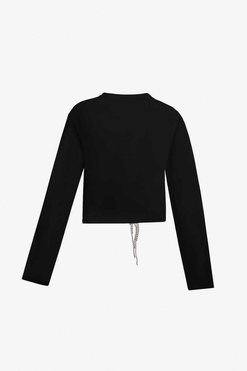 AREA CRYSTAL FLOWER DRAPED LONG SLEEVE TOP outlook