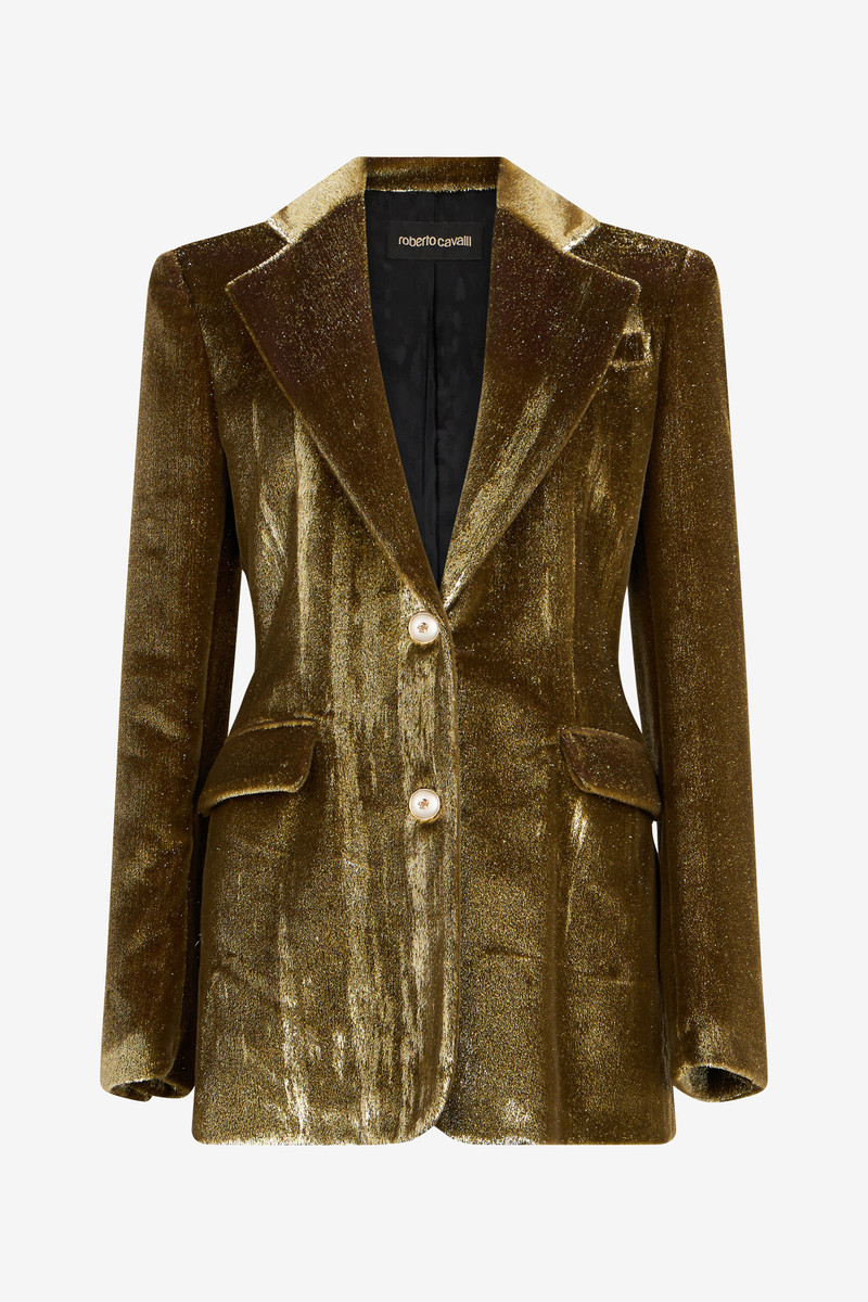 Gold Velvet Blazer 1