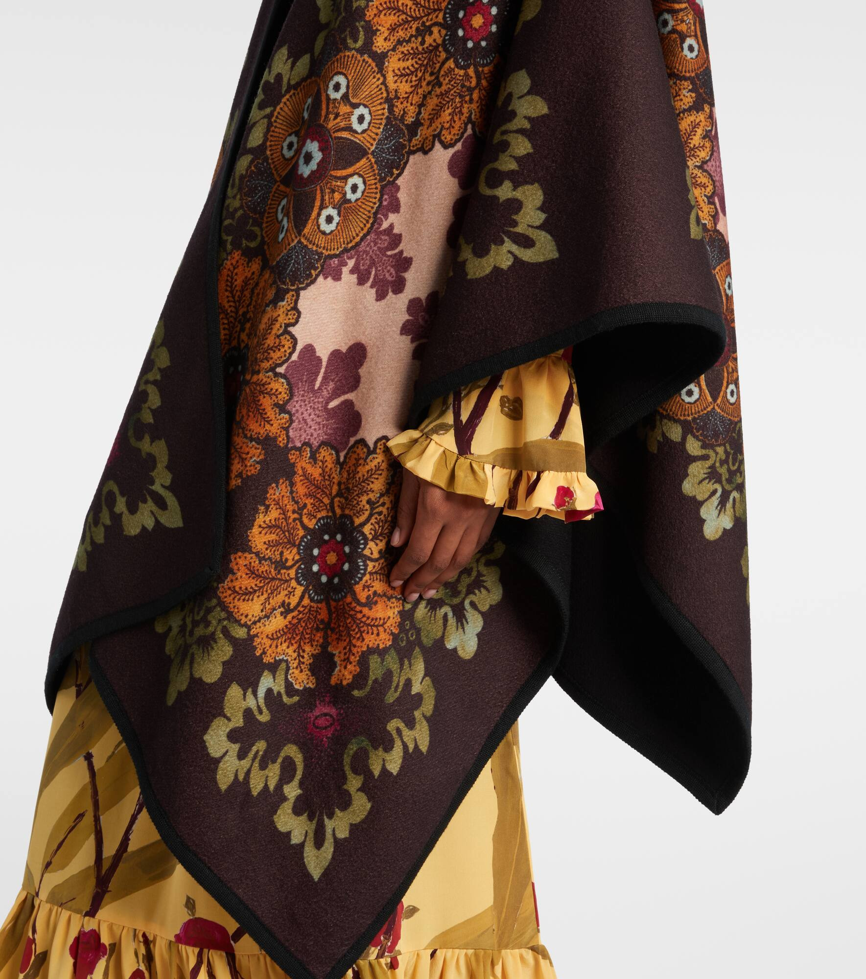 Printed virgin wool poncho - 5