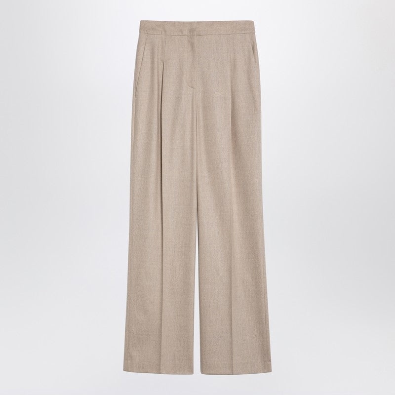 BEIGE WOOL AND CASHMERE TROUSERS - 1