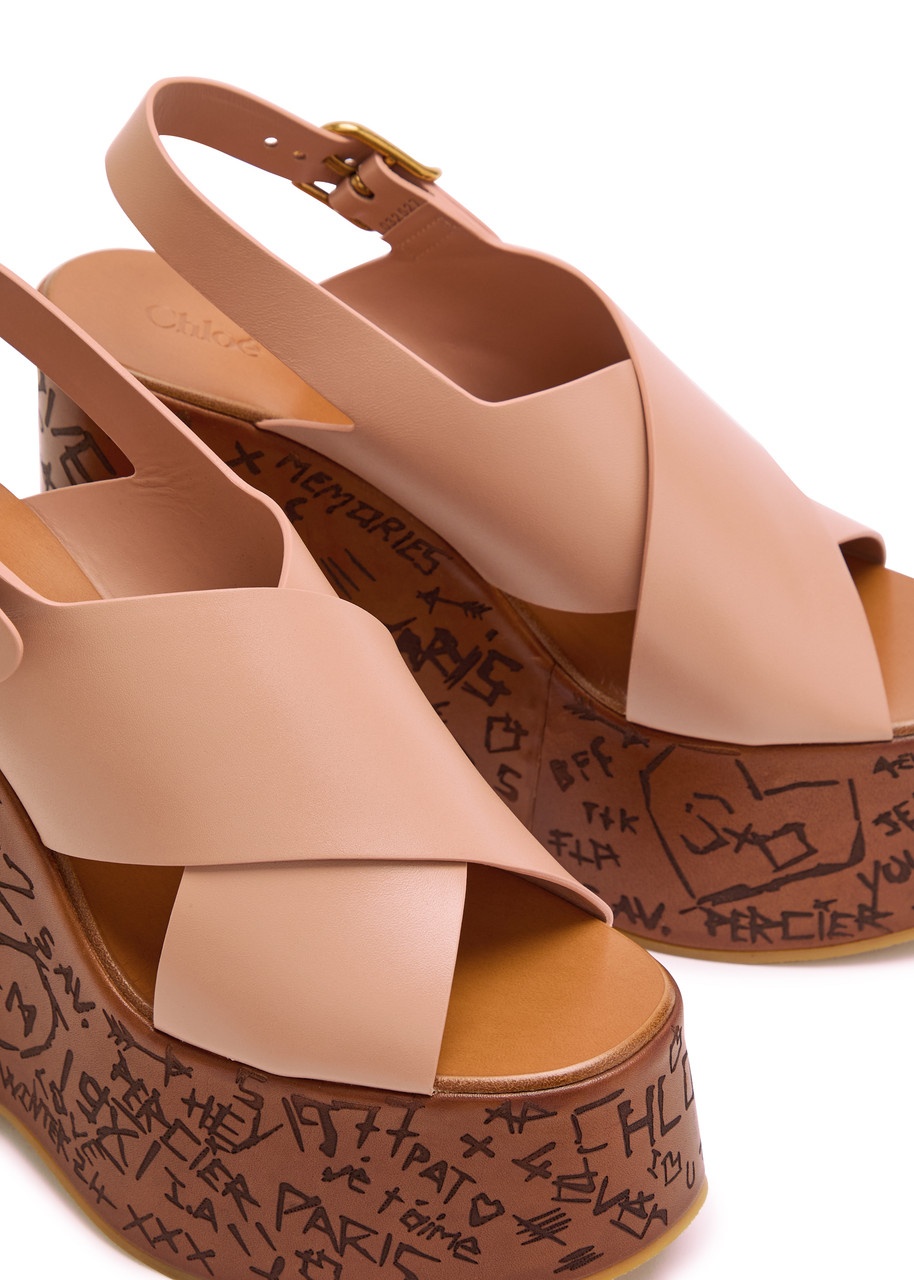 Chloe Maxime Leather Platform Wedge Sandals - 3