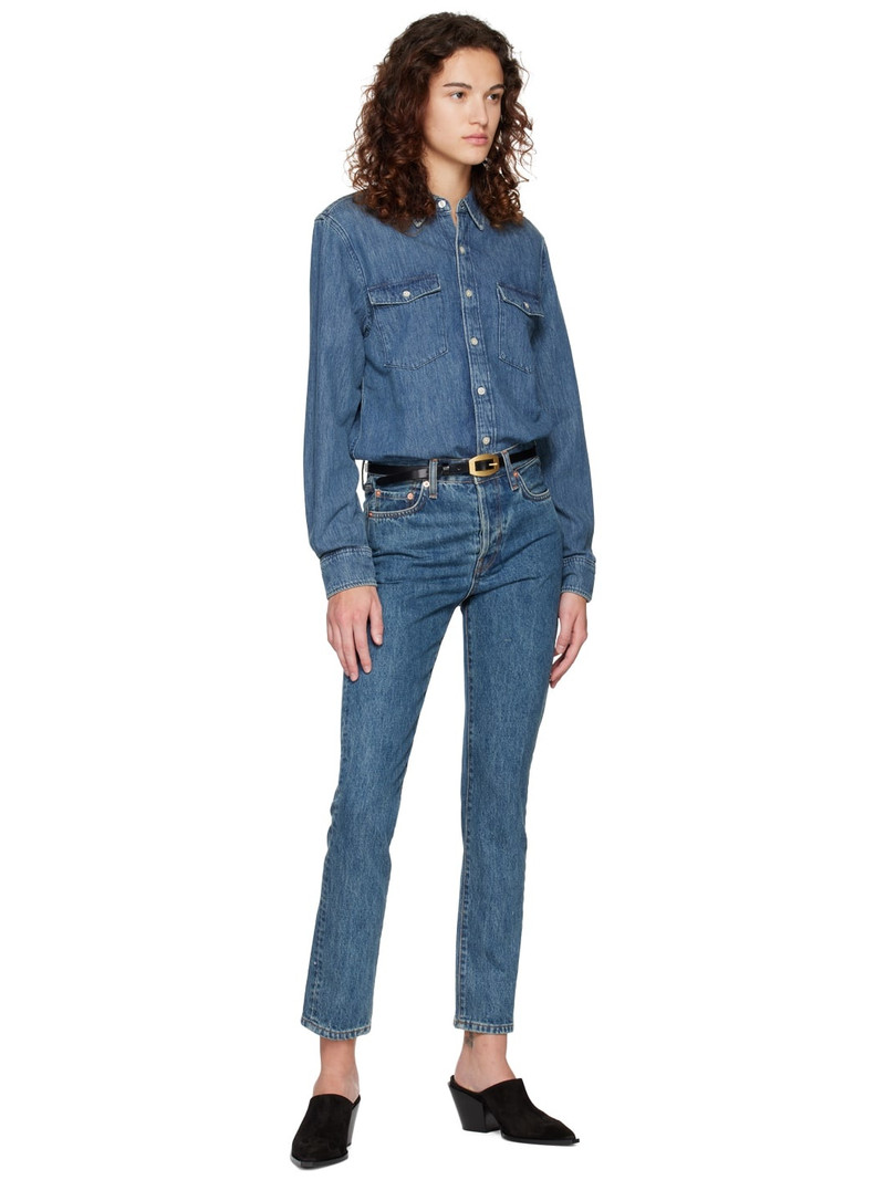 WARDROBE.NYC Indigo Faded Jeans outlook