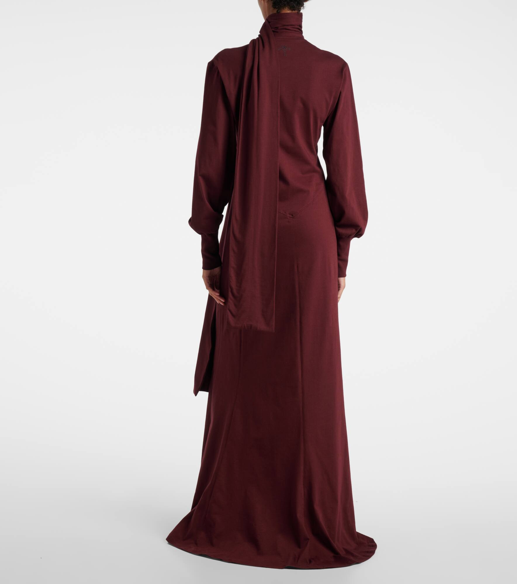 Scarf-detail cotton maxi dress - 3
