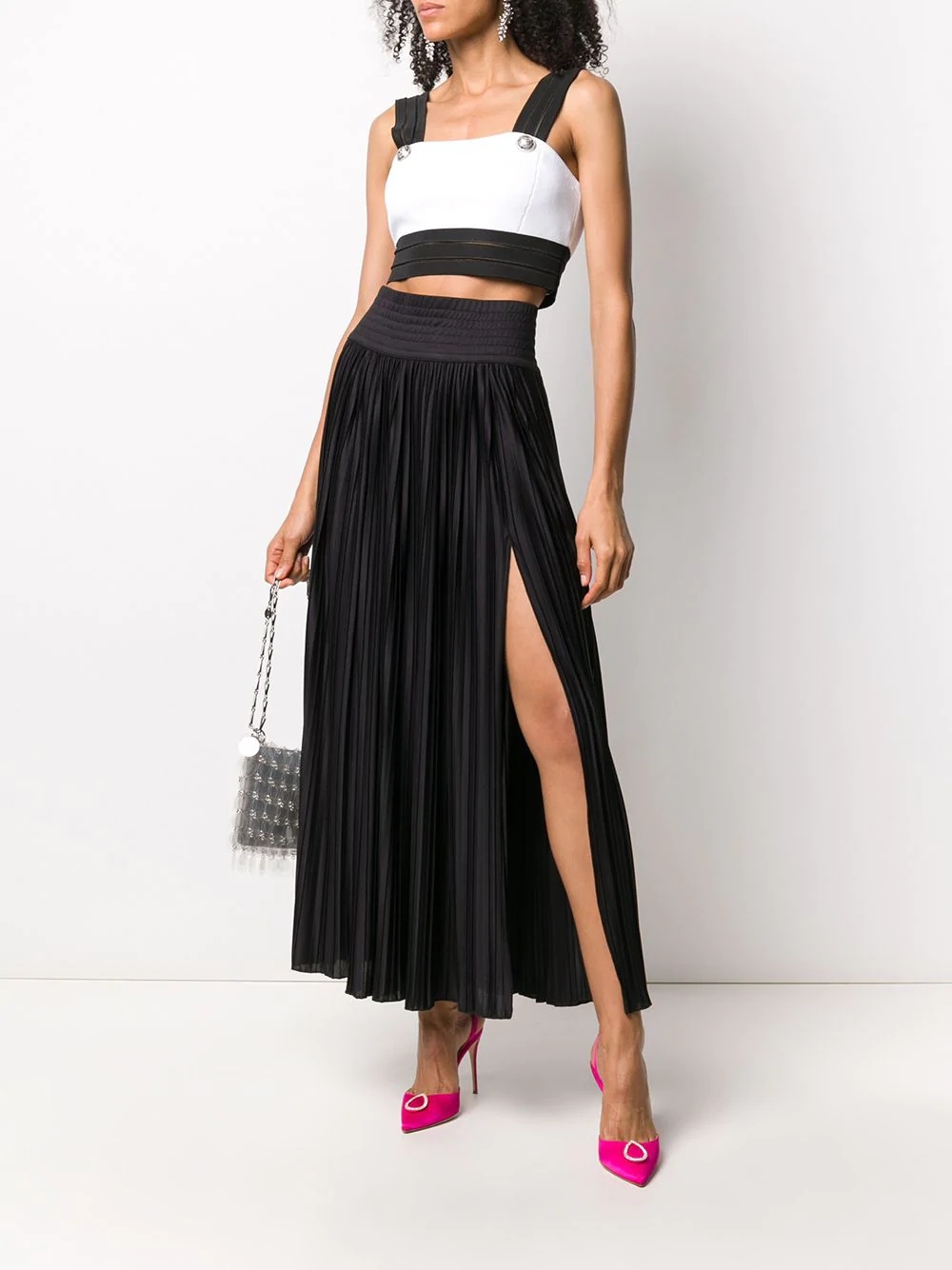 pleated side-slit skirt - 2