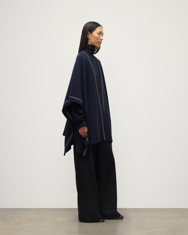 Hawk Dark Navy Cashmere Poncho 3