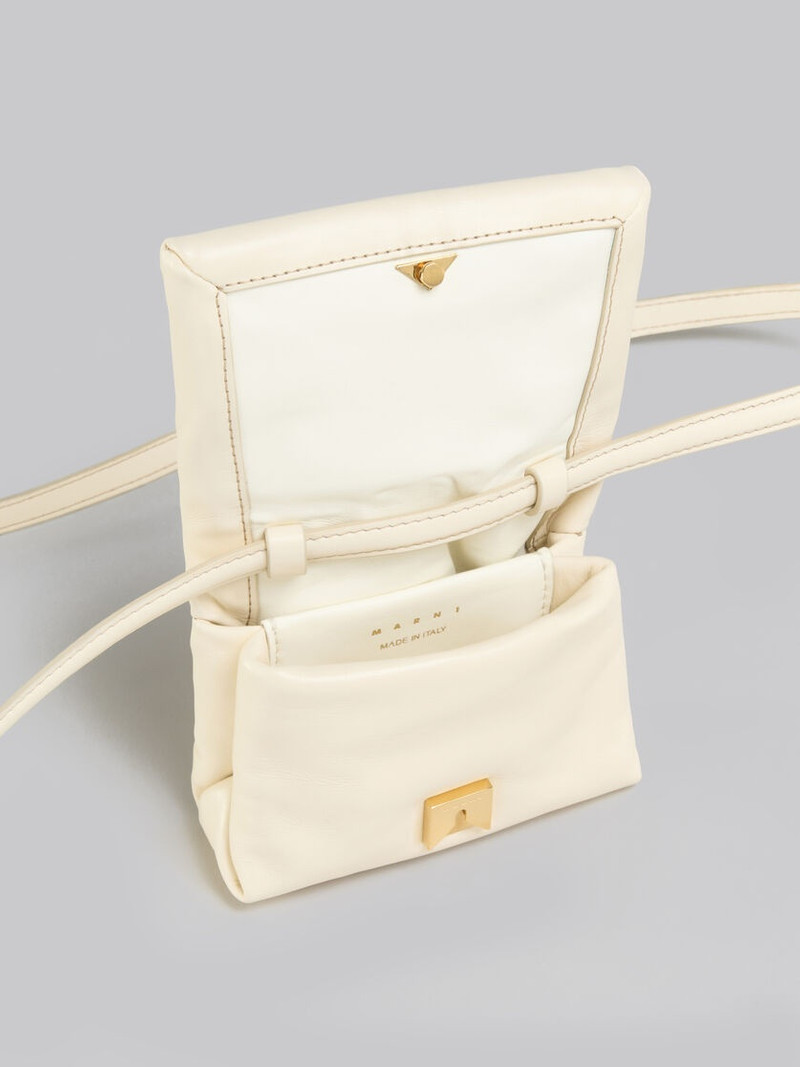 IVORY WHITE LEATHER MINI PRISMA POUCH 4
