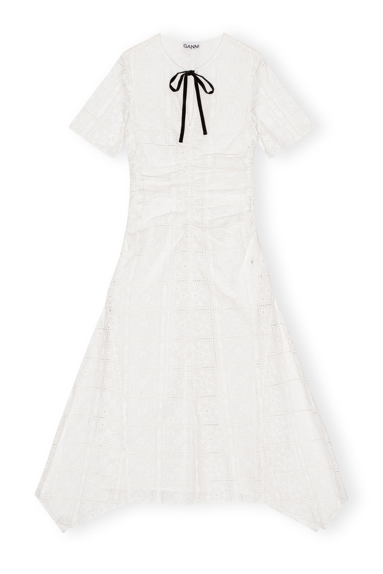 WHITE BRODERIE ANGLAISE LONG DRESS - 1