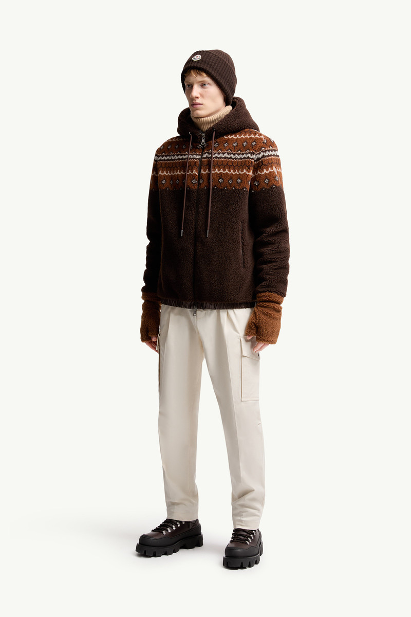 Moncler Geometric Jacquard Wool Blend Hoodie outlook