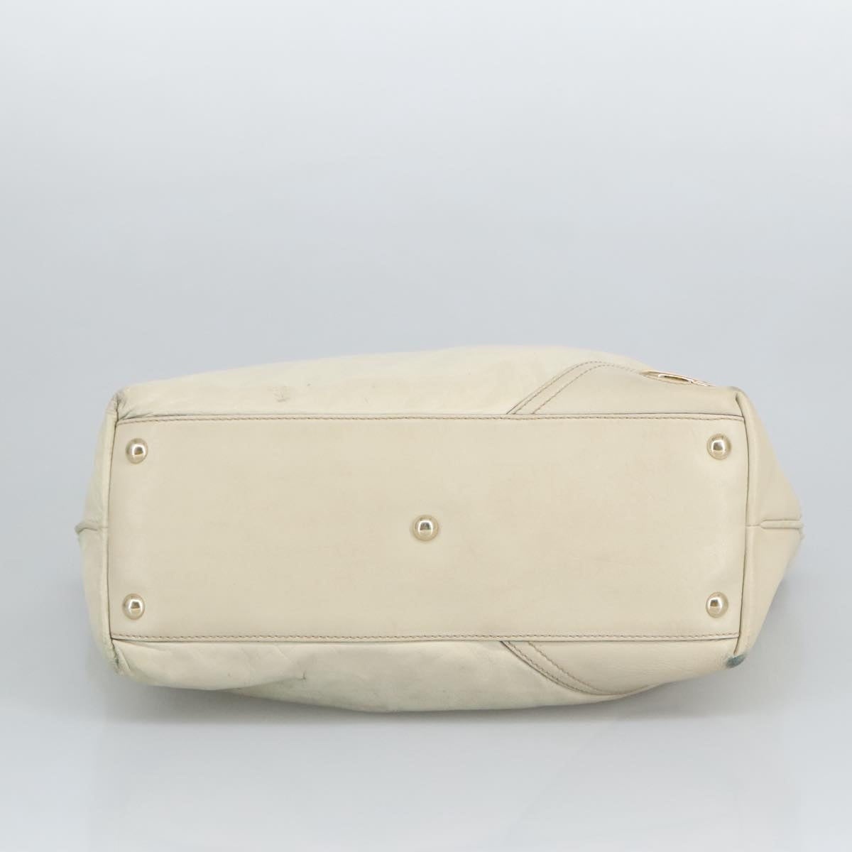 GUCCI Tote Bag Leather Beige Gold - 5