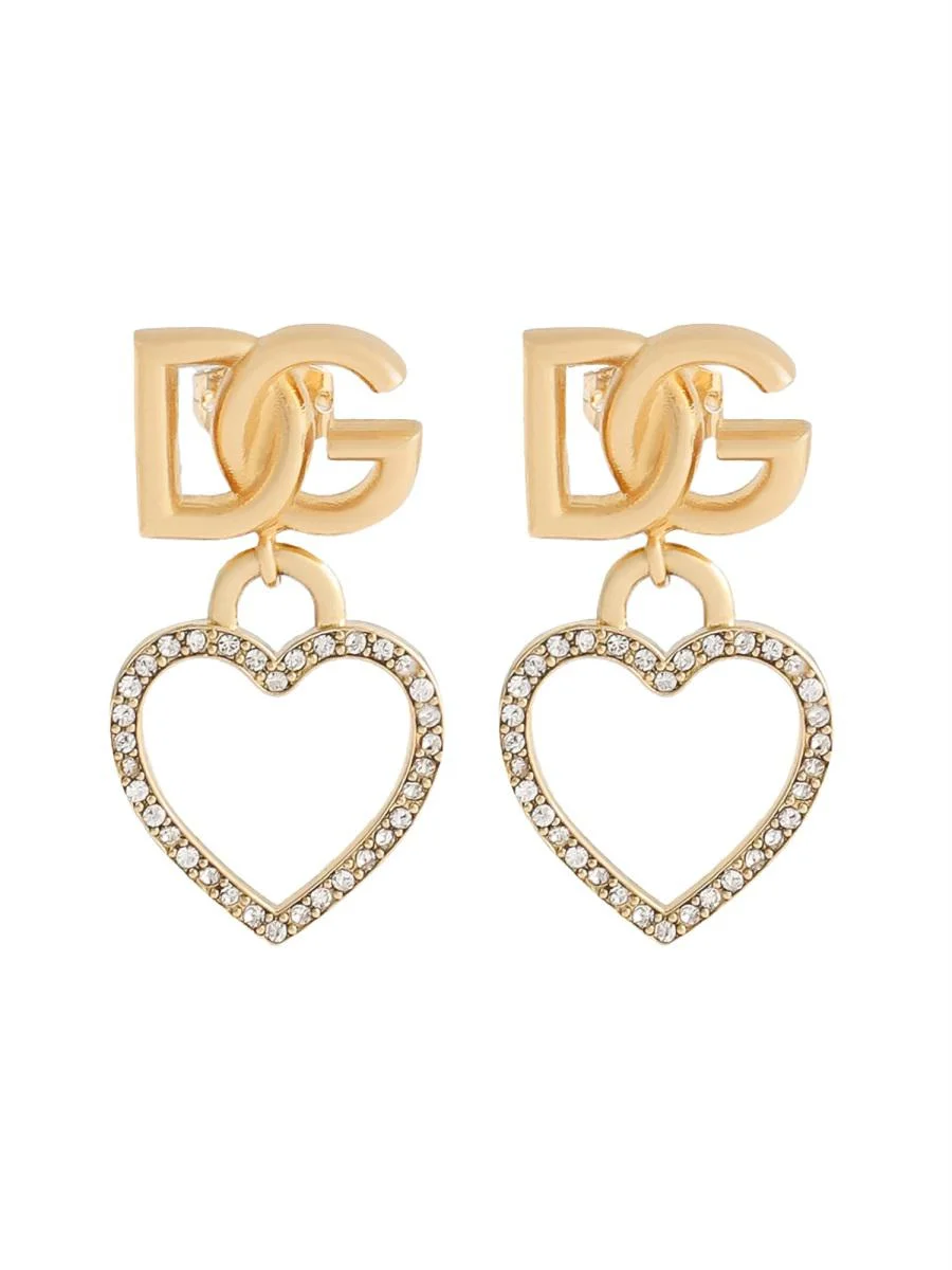Dolce & Gabbana Stud Earrings With Hearts And Logo - 1