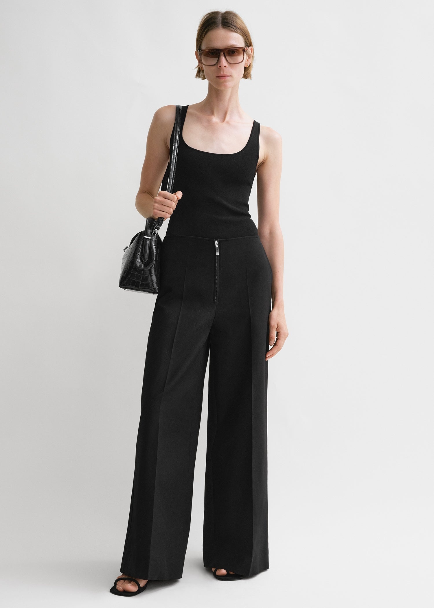 Zip-front wide trousers black - 2